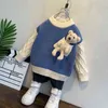 3-12 Years Autumn Winter Toddler baby boys Kids bear Sweater Children girls Pullover clothes Knitted Sweaters 211201