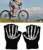 Warm Knitting Gloves For Adult Solid Acrylic Half Finger Glove Human Skeleton Head Gripper Print Cycling Non-slip Wrist Gloves GC729