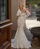 Berta Illusion Abiti da sposa a sirena con maniche lunghe staccabili Corsetto in pizzo Indietro Abiti da sposa Backless Bohemian Robes de mari￩e