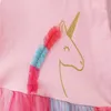 Atlama Metre Yaz Unicorn Kızlar Pamuk Çocuk Giysileri Vestidos Parti Örgü Tutu Doğum Günü Bebek Giyim Prenses Elbise 210529