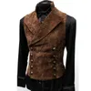 Vintage Red Suede Suit Vest Men Brand Double Breasted Suit Vests Waistcoat Casual Slim Sleeveless Steampunk Gilet Homme 3XL 211104