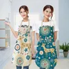 Noel Elk Baskılı Desen Mutfak Önlükleri Polyester Kadınlar için Ev Pişirme Temizleme Pişirme Bel Önlükler Pinafore 68x55 cm