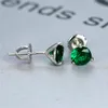 Stud Classic Round Emerald Screw Back Earrings 925 Sterling Silver Green Crystal Zircon For Women Jewelry Wedding Gifts9954019