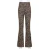 Y2K Fashion Leopard Pattern Flare Pants E-girl Autunno Vintage Slim Animal Print Vita alta Pantaloni lunghi Wild 90s Abiti Y211115