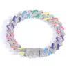 Iced Out Bracciale CZ Multicolor Color Miami Link Bracciali per regalo di gioielli Hip Hop Bling da uomo