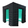 5mh Free ship custom beautiful square black inflatable photo booth Photobooth wedding party tent enclosure with 2-doors