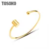 Tosoko Stainless Steel Jewelry Gold Brick Steel Ball Bracelet Opening Soft Wire Twist the Bracelet Around for Women Bsz199 Q0717