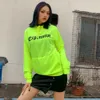 Sexy Sehen Obwohl Mesh Tops Neon Grün Langarm Pullover Frauen Gestrickte Crop Tops Hoodies Atmungsaktive Sportwear Sweatshirts 201102