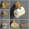 Luksusowe mocowanie na ścianie Gold Dragon Design Box Rolka Toaleta Złote papierowe uchwyt na tkankę Akcesoria łazienkowe MB0950A T20046222500