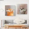 Nordic Modern Wall Art Canvas schilderij Cartoon kat met vis Posters en prints voor kinderkamer Leuke dier woondecoratie