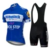 2021 Quick Step Cycling Team Kleding Mens Pro Team Pak Blauw Korte Mouw Jersey en Bib Shorts Ropa Ciclismo Maillot