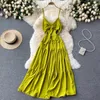 Summer Beach Party Sexy Spaghetti Strap Dress Women Casual Sleeveless High Waist Open Back A-Line Big Swing Slim Vestidos 2021 Y0603