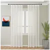 White Solid Sheer Curtain for Living Room Window Tulle Short Voile Bedroom Organza Transparent Decoration Kitchen Blinds Drapes 210712