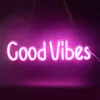 Good Vibes Neon Sign Light USB Powered Blue Pink LED Signs Nachtlamp voor Slaapkamer Beer Bar Pub Hotel Party Restaurant Recreatie Wanddecoratie