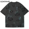 T-Shirts Lustige japanische Bär Kaninchen Katze Drucken Kurzarm T-Shirts Hemden Männer Harajuku Hip Hop Caual Streetwear Casual Tops 210602