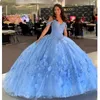 vestido de 15 anos ljus himmel blå quinceanera klänningar söt 16 klänning prom klänning spets applikation vestidos de xv anos