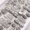 Groothandel vintage gesneden bloem zilver vergulde sieraden metalen ringen voor vrouwen maat 17mm tot 20 mm mixstijl