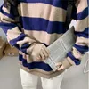 Män Tröjor Striped Vintage Pullovers Par Plus-Storlek 3xL Causal Harajuku All-Match Enkel Street Wear Strikkad Koreansk Jumper Y0907