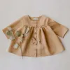 2 pcs coreano bebê algodão cardigan roupas conjunto infantil menina luva longa bow bow e calça primavera crianças roupas 210615