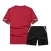 Heren T-shirt Sportshorts Set Zomer Hoge Kwaliteit Running Set Mannelijke Twee Stuk Trainingspak Plus Size Whie Red Casual Sweatsuit Men X0610