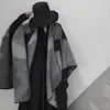 Women celebrity Cashmere Black white doublesided shawl pluvial Multifunction Scarf classic design cool simple cloak Warm thick sh8072720