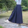 Femmes Vintage taille élastique jupe dames coton lin longue a-ligne solide cheville-longueur empire jupes décontractées 210619