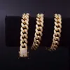10mm 12mm iced zircon kubansk halsband kedja hip hop smycken guld färg kopparmaterial cz clasp mens halsband länk 18-28inch x0509