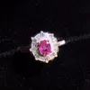 Klusterringar fina smycken verklig ren 18 k guld 100% naturlig padparadscha rosa safir ädelstenar 0,5ct diamanter sten kvinnlig ring