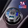 7A 4 Ports Multi USB Car Charger 48W Rapide Mini Charge Rapide QC3.0 Pour iPhone 12 Xiaomi Huawei Adaptateur de Téléphone Portable Appareils Android