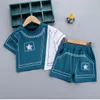 Children's Clothing Sets Summer Hot Baby Boy Sports Suit Short-Sleeved T Shirt + Shorts Cotton Kids Clothes Star X0802