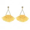 Bohemian Fringed Macrame Earring Women Ethnic Triangle Leaf Cotton Thread Tassel Long Dangle Earrings Hand Jewelry Party