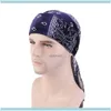 Beanie / SKL hattar kepsar hattar, halsdukar Handskar Fashion Veet Unisex Durag Turban Floral Print Bandanas Cap Män Långt svans Andningsbar Hår Aessori