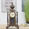 Orologi da tavolo da scrivania Orologio retrò americano Silenzioso Grande soggiorno vintage Arredamento antico di lusso Idee regalo per camera da letto desktop