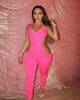 Designer zomer vrouwen sexy jumpsuits effen geplooide uitgehold mouwloze rompertjes mode casual leggings rompertjes 835