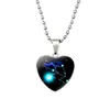 2021 new Pendant Necklaces for Women Lady Girls Men Metal Glass Heart Design Zodiac Fashion Sweater Jewelry Gift Silver Beads Chain