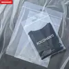 100x sac à provisions en plastique transparent imprimé personnalisé avec poignée sac de chemise à fermeture éclair transparente pour sacs d'emballage cadeau de vêtements H1231