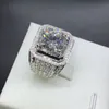 Moda mens alianças de casamento jóias de alta qualidade mulheres gemstone acoplamento simulado diamante anel de prata