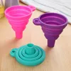 Portable mini-foldable silicone funnel Kitchen bar tools color funnels Prevent spill liquid filling tool accessories