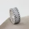 925 Sterling Silver Lavish Sparkle Clear CZ Stones Ring Fit Pandora Charm Bijoux Fiançailles Amoureux De Mariage Bague De Mode