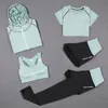 Yoga Set Women Gym Sports Bra High Waist Seamless Leggings Fitness Shorts Sets Long Sleeve Crop Top Workout Clothes For 220106