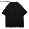 GONTHWID Magliette Hip Hop Streetwear Creative See Fantasmi Stampa T-shirt manica corta Camicie Harajuku Moda Casual Cotone Top allentati C0315