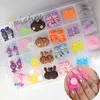 Nail Art Décorations 3D Charmes Kawaii Ensemble Kawaii Mignon Bear Candy Résine Conseils acryliques Glitter Strass Décoration dans la boîte