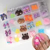 Nagelkonstdekorationer 3D charms kawaii set s￶t bj￶rn godis harts akryltips glitter strass dekoration i box200e