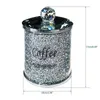 3 adet Çay Kahve Konteyner Şeker Biderleri Set Kapak Kırma Kristal Dolgulu Çok Amaçlı Mutfak Masası Baharat Depolama Cam Jar 211110