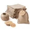 Pandahall Burlap Packing Pouches Drawstring Bags Paper Price Tags and Hemp Cord Twine String for Jewelry Making Jewelry Display