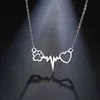 Dotifi Ожерелье из нержавеющей стали для женщин для женщин Болезнь и серебро Цвет кошек лапы любят сердце кулон ожерелье взаимодействие драгоценности G1206