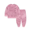 Inverno crianças pijamas conjuntos pijamas quentes para meninos engrossar meninas sleepwear flanela velo bebê térmico homewear conjunto 3-10Y 210908