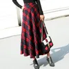 Jupes 2021 Mode Casual Long Streetwear Taille haute Laine Plaid Vintage Automne Hiver Chaud Femme Midi Femme