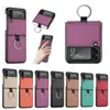 Anti-Slip Ring Holder Leather Case for Samsung Galaxy Z Flip 3 5G HuaWei P50 Pocket Anti-Fingerprint Phone Bag Cover