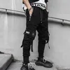 Joggers Cargo Pants for Men Casual Hip Hop Hit Color Pocket Male Trousers Sweatpants Streetwear Ribbons Techwear Pants 220812